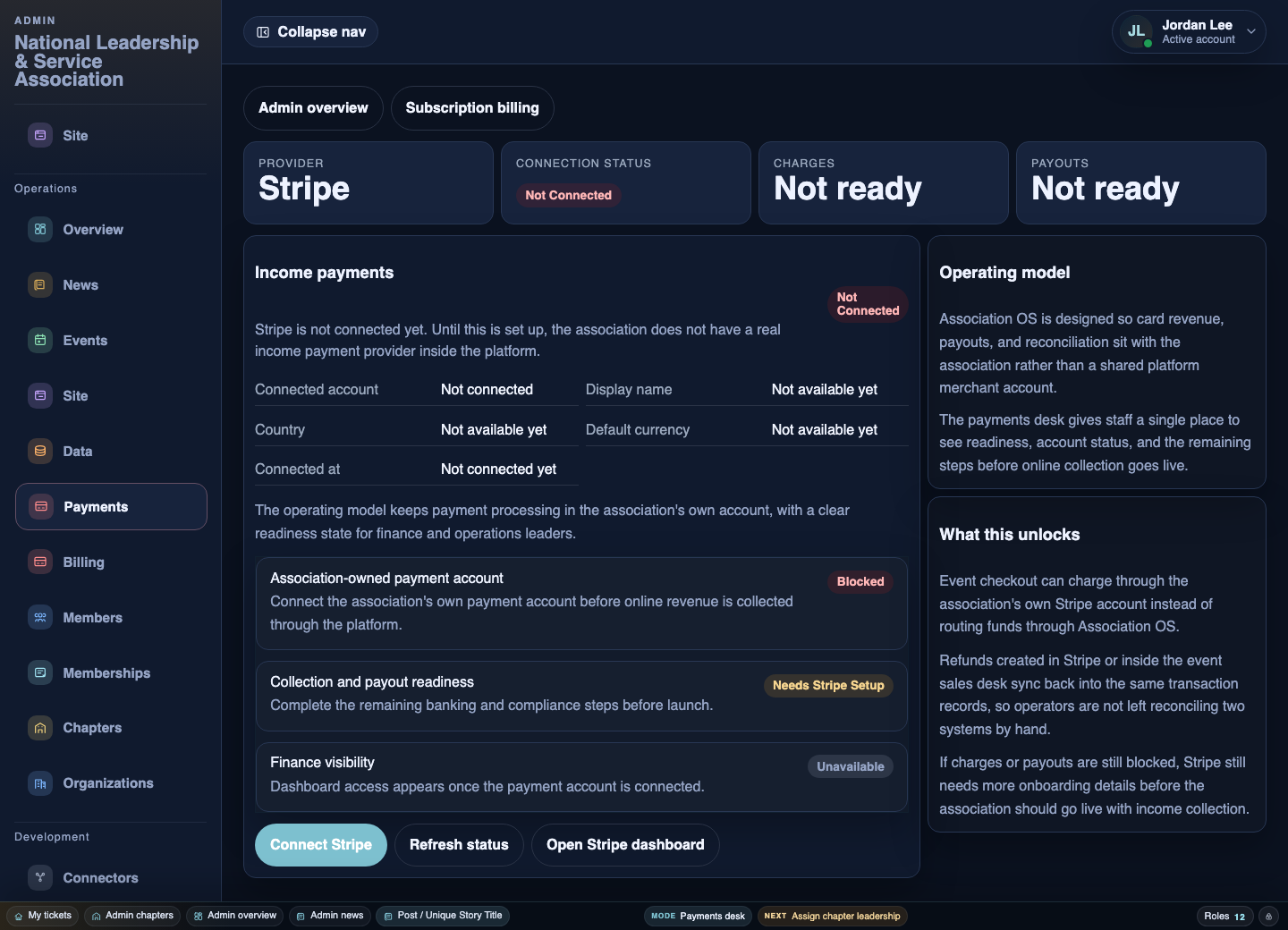 Military OS payments desk screen