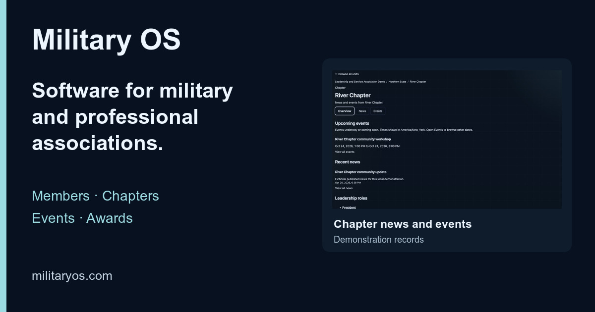 Military OS software for military and professional associations