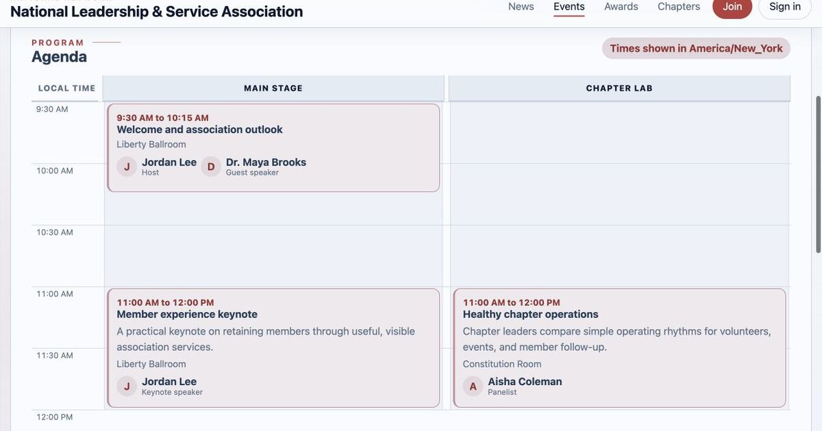 Military OS public event agenda with two tracks and session speakers