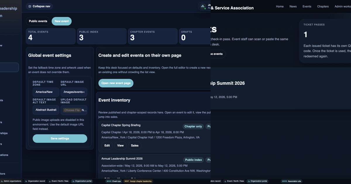 Military OS event operations and member ticket screens