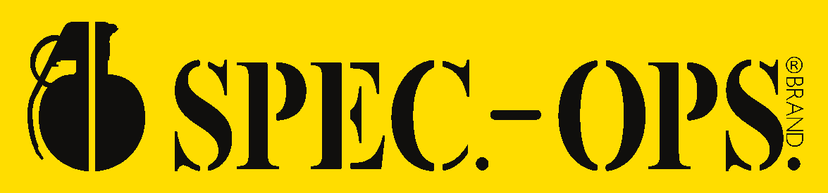 SPEC.-OPS. Brand logo, black lettering on a yellow background